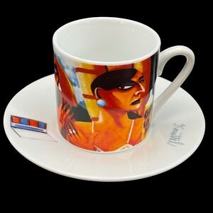 Tipperary‎ Crystal Knuttel Cafe Ooh La La Espresso Cup Saucer Set Multicolor Art